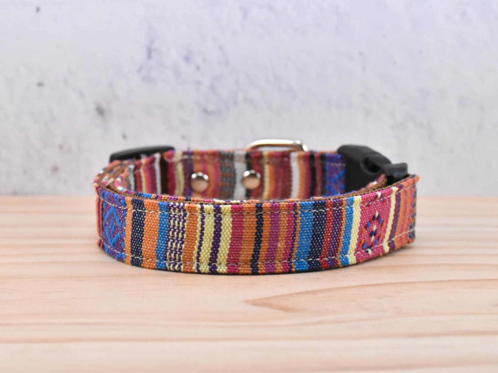 Boho Orange Dog Collar, Adjustable Bohemian Pet Collar, Tribal Ethnic Dog Collar, Native American Style Pattern, Unique Dog Gift for dog